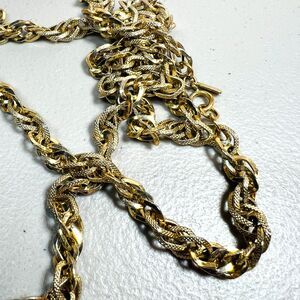 Vtg Monet Gold Tone Necklace textured polished links 52 inch